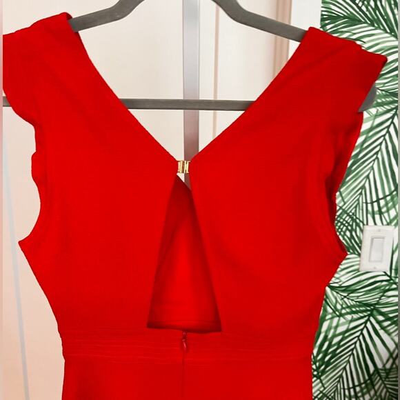 Sandro Red Textured Fit and Flare Mini Dress Small - Picture 6 of 12